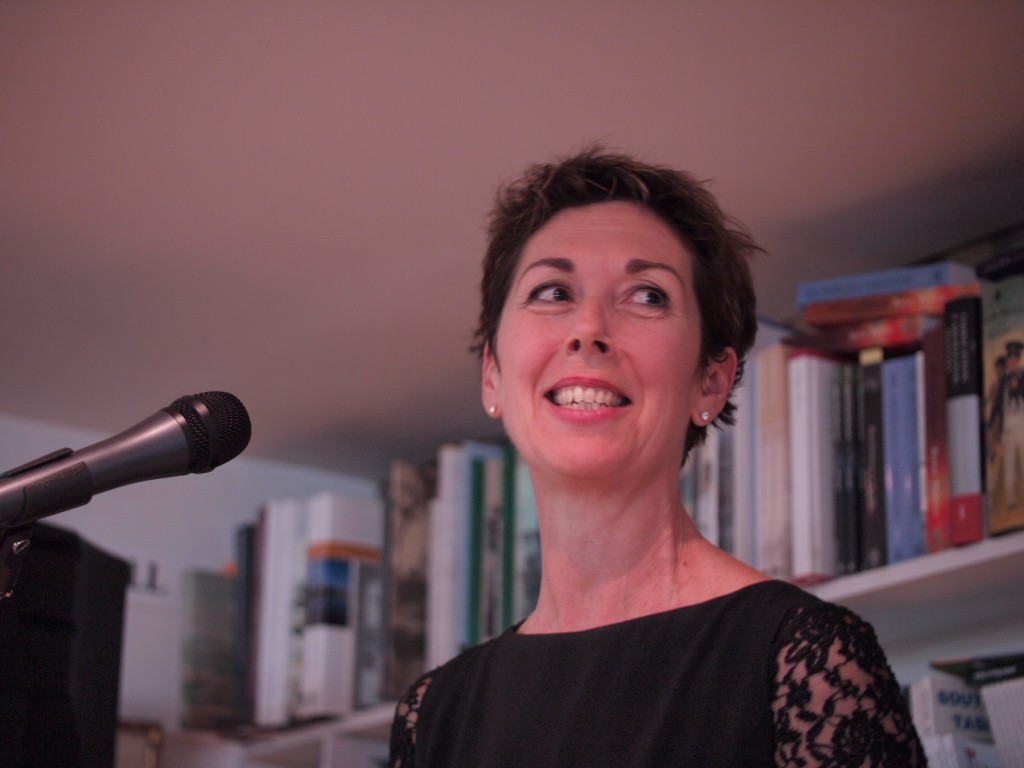 Merridy speaking at the Hobart Bookshop